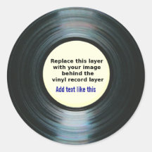 Black Vinyl Music Record Label With Your Photo Sticker