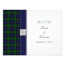 Black Watch Tartan Celtic Response Card Personalized Invitation