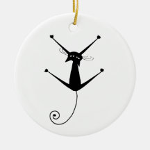 Black Whimsy Kitty 10 Christmas Ornament