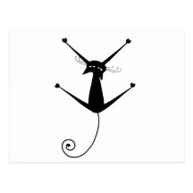 Black Whimsy Kitty 10 Post Card