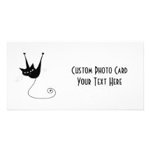 Black Whimsy Kitty 1 Custom Photo Card