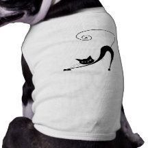 Black Whimsy Kitty 2 Dog T-shirt