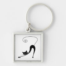 Black Whimsy Kitty 2 Keychain
