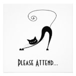 Black Whimsy Kitty 2 Personalised Invitation