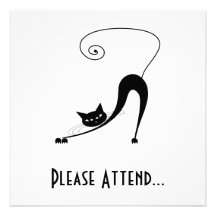 Black Whimsy Kitty 2 Personalised Invitation