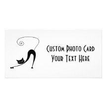 Black Whimsy Kitty 2 Personalised Photo Card