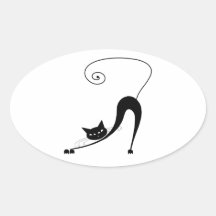 Black Whimsy Kitty 2 Stickers