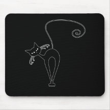 Black Whimsy Kitty 3 Mousemat