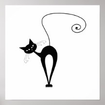 Black Whimsy Kitty 3 Posters