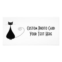 Black Whimsy Kitty 4 Personalised Photo Card