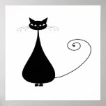 Black Whimsy Kitty 4 Print