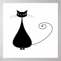Black Whimsy Kitty 4 Print
