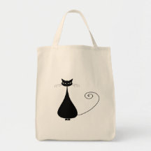 Black Whimsy Kitty 4 Tote Bags