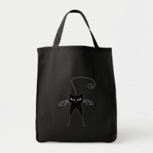 Black Whimsy Kitty 6 Tote Bags