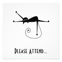 Black Whimsy Kitty 7 Custom Invites