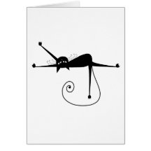 Black Whimsy Kitty 7 Greeting Cards