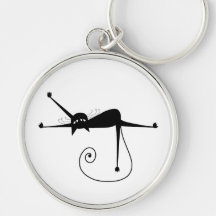 Black Whimsy Kitty 7 Keychains