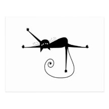 Black Whimsy Kitty 7 Postcards