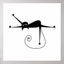 Black Whimsy Kitty 7 Print