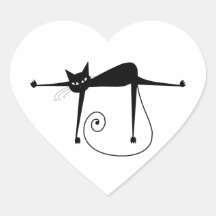 Black Whimsy Kitty 8 Stickers