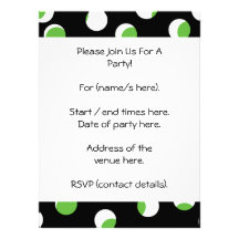 Black, White and Green Spotty Pattern. Personalized Announcement