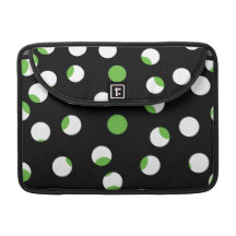 Black, White and Green Spotty Pattern. MacBook Pro Sleeve