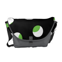 Black, White and Green Spotty Pattern. Messenger Bag