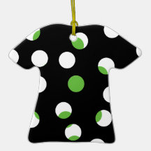 Black, White and Green Spotty Pattern. Ornaments