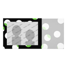 Black, White and Green Spotty Pattern. Photo Card Template