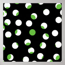 Black, White and Green Spotty Pattern. Print