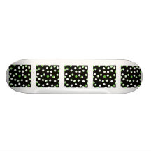 Black, White and Green Spotty Pattern. Custom Skate Board