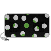 Black, White and Green Spotty Pattern. Speakers