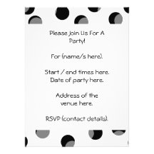 Black, white and grey spotty pattern. custom announcement