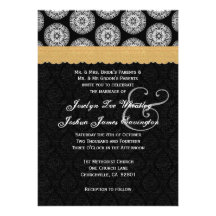 Black White Antique Gold Lace Wedding 34 Invites