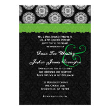 Black White Antique Kelly Green Lace Wedding 20 Personalized Invite