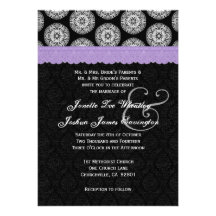 Black White Antique Lavender Lace Wedding 33 Invitations