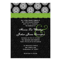 Black White Antique Lime Green Lace Wedding 28 Invites