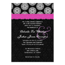 Black White Antique Pink Lace Wedding 25 Custom Invite