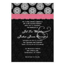 Black White Antique Pink Lace Wedding 35 Personalized Invitation