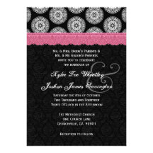 Black White Antique Pink Lace Wedding 39 Custom Invitations