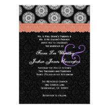 Black White Antique Salmon Lace Wedding 23 Custom Invites