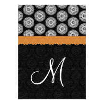 Black White Antique Silver Bronze Lace Wedding 30 Custom Invitation