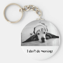 Black & White Basset Hound Keychain