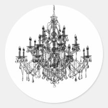 Black White Chandelier Envelope Seal Sticker Label