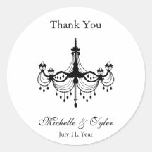 Black & White Chandelier Favour Stickers