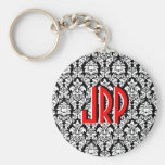 Black & White Damask Keychains