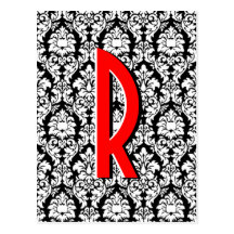 Black & White Damask Postcards