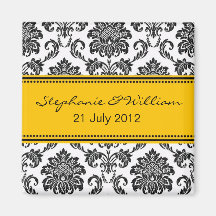 Black & White Damask Save The Date Magnet
