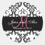 Black White Damask Save the Date Stickers