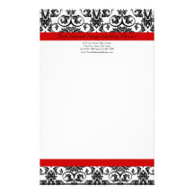Black/White Damask w/ Ravishing Red Accent Customised Stationery